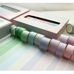 Solid_Colors_Washi_Tape_Set_Printed_Basic_Patterns_Grid_Kawaii_Artwork_15mm_30Rolls