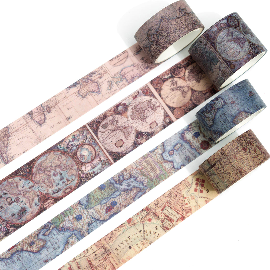 Vintage_Washi_Tape_Set_Retro_Old_Colors_Antique_Artwork_30mm_4Rolls