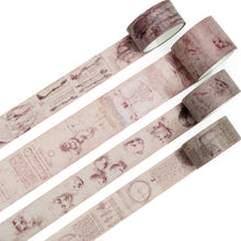 Load image into Gallery viewer, Vintage_Washi_Tape_Set_Retro_Old_Colors_Antique_Artwork_30mm_4Rolls