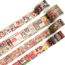 Load image into Gallery viewer, Vintage_Washi_Tape_Set_Retro_Old_Colors_Antique_Artwork_30mm_4Rolls