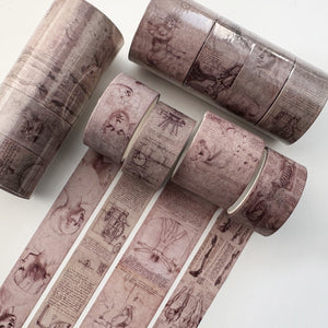 Vintage_Washi_Tape_Set_Retro_Old_Colors_Antique_Artwork_30mm_4Rolls