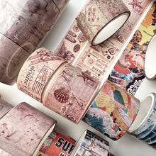 Load image into Gallery viewer, Vintage_Washi_Tape_Set_Retro_Old_Colors_Antique_Artwork_30mm_4Rolls