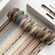 Load image into Gallery viewer, Vintage_Washi_Tape_Set_Skinny_Basic_Patterns_Thin_Retro_Sticky_Tapes_Artwork_10mm_20Rolls