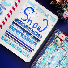 Load image into Gallery viewer, Winter_Blue_Washi_Tape_Set_Gold_Foil_Silver_Colors_Snow_Artwork_10mm_19Rolls