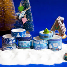Load image into Gallery viewer, Winter_Blue_Washi_Tape_Set_Gold_Foil_Silver_Colors_Snow_Artwork_10mm_19Rolls