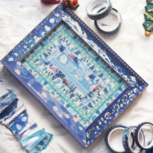 Load image into Gallery viewer, Winter_Blue_Washi_Tape_Set_Gold_Foil_Silver_Colors_Snow_Artwork_10mm_19Rolls