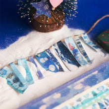 Load image into Gallery viewer, Winter_Blue_Washi_Tape_Set_Gold_Foil_Silver_Colors_Snow_Artwork_10mm_19Rolls