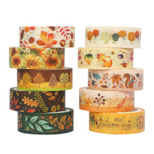 Load image into Gallery viewer,    Autumn_Flowers_Washi_Tape_Set_Plants_Orange_Yellow_Girl_15mm_10Rolls