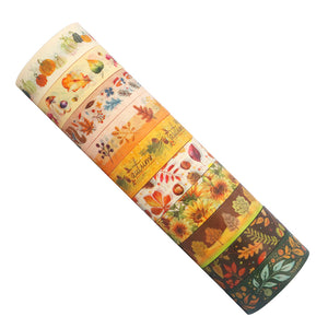    Autumn_Flowers_Washi_Tape_Set_Plants_Orange_Yellow_Girl_15mm_10Rolls
