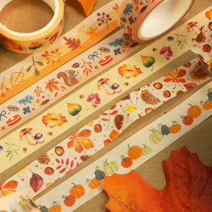    Autumn_Flowers_Washi_Tape_Set_Plants_Orange_Yellow_Girl_15mm_10Rolls