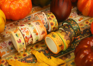    Autumn_Flowers_Washi_Tape_Set_Plants_Orange_Yellow_Girl_15mm_10Rolls