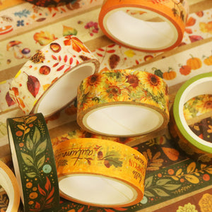    Autumn_Flowers_Washi_Tape_Set_Plants_Orange_Yellow_Girl_15mm_10Rolls