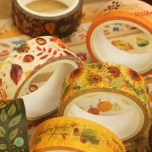 Load image into Gallery viewer,    Autumn_Flowers_Washi_Tape_Set_Plants_Orange_Yellow_Girl_15mm_10Rolls