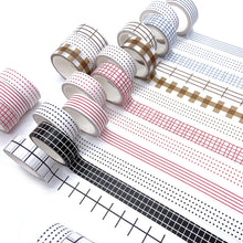 Load image into Gallery viewer, Basic_Grid_Washi_Tape_Set_Plaid_Dots_Lines_15mm_12Rolls
