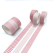 Load image into Gallery viewer, Basic_Grid_Washi_Tape_Set_Plaid_Dots_Lines_15mm_12Rolls
