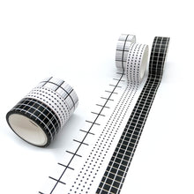 Load image into Gallery viewer, Basic_Grid_Washi_Tape_Set_Plaid_Dots_Lines_15mm_12Rolls