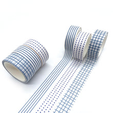 Load image into Gallery viewer, Basic_Grid_Washi_Tape_Set_Plaid_Dots_Lines_15mm_12Rolls