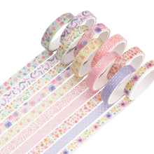 Load image into Gallery viewer, Beautiful_Flowers_Washi_Tape_Set_Skinny_Pink_Cute_Girl_8mm_10Rolls