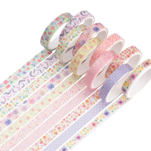 Beautiful_Flowers_Washi_Tape_Set_Skinny_Pink_Cute_Girl_8mm_10Rolls