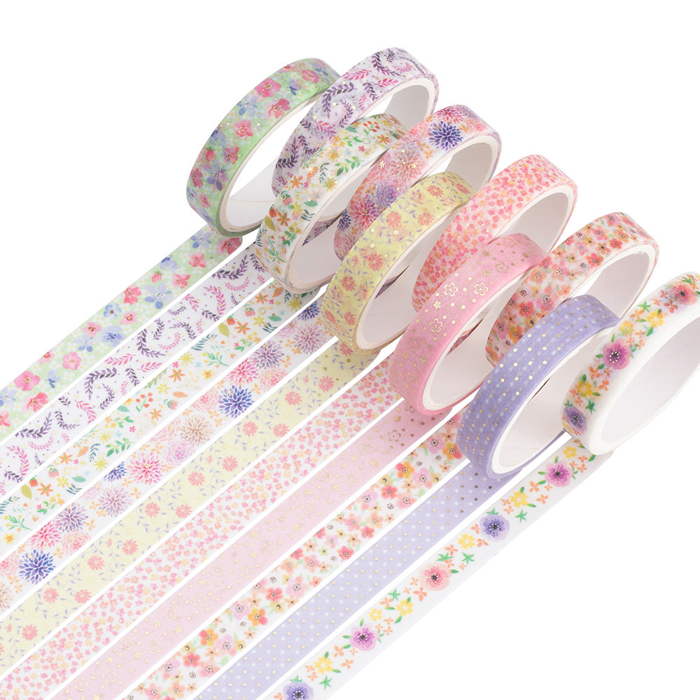 Beautiful_Flowers_Washi_Tape_Set_Skinny_Pink_Cute_Girl_8mm_10Rolls