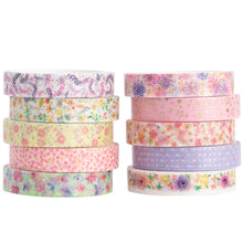 Load image into Gallery viewer, Beautiful_Flowers_Washi_Tape_Set_Skinny_Pink_Cute_Girl_8mm_10Rolls