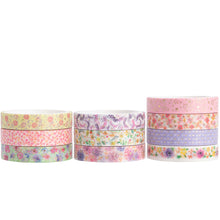 Load image into Gallery viewer, Beautiful_Flowers_Washi_Tape_Set_Skinny_Pink_Cute_Girl_8mm_10Rolls
