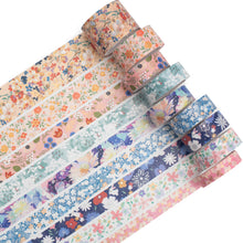 Load image into Gallery viewer, Beauty_Nature_Gold_Washi_Tape_Set_Wide_Flowers_Silver_Glitter_Color_15mm_9Rolls
