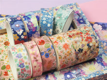 Load image into Gallery viewer, Beauty_Nature_Gold_Washi_Tape_Set_Wide_Flowers_Silver_Glitter_Color_15mm_9Rolls