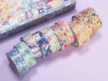 Load image into Gallery viewer, Beauty_Nature_Gold_Washi_Tape_Set_Wide_Flowers_Silver_Glitter_Color_15mm_9Rolls