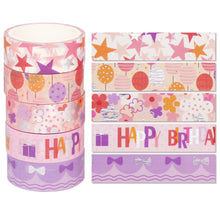 Load image into Gallery viewer, Birthday_Pink_Washi_Tape_Set_Silver_Gold_Girl_15mm_15Rolls