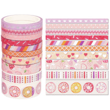 Load image into Gallery viewer, Birthday_Pink_Washi_Tape_Set_Silver_Gold_Girl_15mm_15Rolls