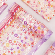 Load image into Gallery viewer, Birthday_Pink_Washi_Tape_Set_Silver_Gold_Girl_15mm_15Rolls