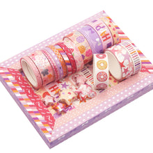 Load image into Gallery viewer, Birthday_Pink_Washi_Tape_Set_Silver_Gold_Girl_15mm_15Rolls