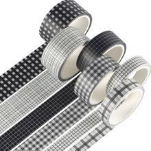 Load image into Gallery viewer, Black_Creative_Plaid_Washi_Tape_Grid_Grils_15mm_5m