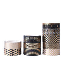 Load image into Gallery viewer, Black_Gold_Washi_Tape_Set_Geometric_Foil_15mm_10Rolls
