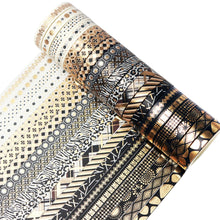 Load image into Gallery viewer,  Black_Gold_Washi_Tape_Set_Skinny_Geometric_Foil_7mm_20Rolls
