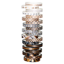 Load image into Gallery viewer,  Black_Gold_Washi_Tape_Set_Skinny_Geometric_Foil_7mm_20Rolls