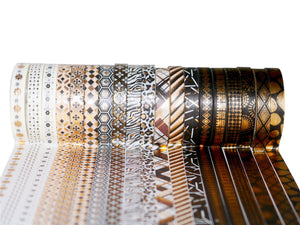  Black_Gold_Washi_Tape_Set_Skinny_Geometric_Foil_7mm_20Rolls