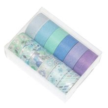 Load image into Gallery viewer, Blue_Silver_Washi_Tape_Set_Colorful_Girl_15mm_12Rolls