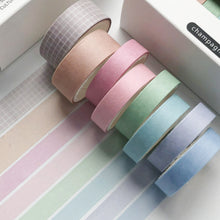 Load image into Gallery viewer, Champagne_Basic_Solid_Color_Washi_Tape_Set_Grid_Plaid_Nature_Macaron_15mm_8Rolls