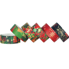 Load image into Gallery viewer,    Christmas_Gold_Washi_Tape_Set_Xmas_Holiday_Red_Green_15mm_6Rolls