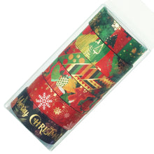 Load image into Gallery viewer,    Christmas_Gold_Washi_Tape_Set_Xmas_Holiday_Red_Green_15mm_6Rolls