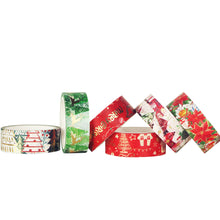 Load image into Gallery viewer, Christmas_Tree_Gold_Washi_Tape_Set_Xmas_Holiday_Red_Green_15mm_6Rolls