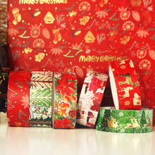 Load image into Gallery viewer, Christmas_Tree_Gold_Washi_Tape_Set_Xmas_Holiday_Red_Green_15mm_6Rolls