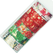 Load image into Gallery viewer, Christmas_Tree_Gold_Washi_Tape_Set_Xmas_Holiday_Red_Green_15mm_6Rolls