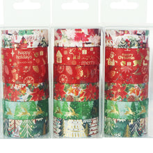 Load image into Gallery viewer, Christmas_Tree_Gold_Washi_Tape_Set_Xmas_Holiday_Red_Green_15mm_6Rolls