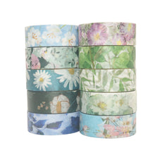 Load image into Gallery viewer, Cool_Flowers_Washi_Tape_Set_Plants_Forest_Girl_15mm_10Rolls