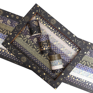 Creative_Black_Gold_Washi_Tape_Set_Wide_Flowers_Silver_Glitter_Color_15mm_10Rolls