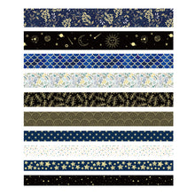 Load image into Gallery viewer, Creative_Black_Gold_Washi_Tape_Set_Wide_Flowers_Silver_Glitter_Color_15mm_10Rolls