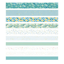 Load image into Gallery viewer, Creative_Blue_Gold_Washi_Tape_Set_Wide_Flowers_Silver_Glitter_Color_15mm_10Rolls